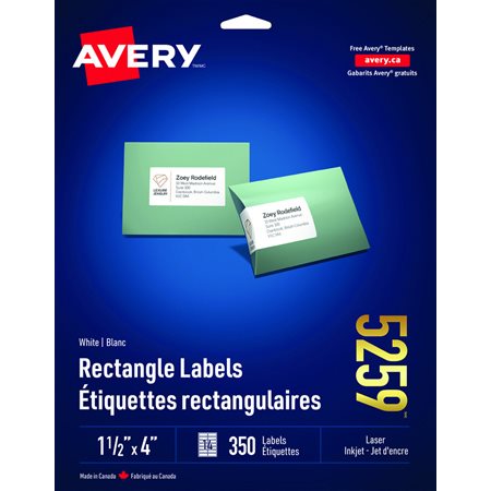 Étiquettes rectangulaires blanches Easy Peel®