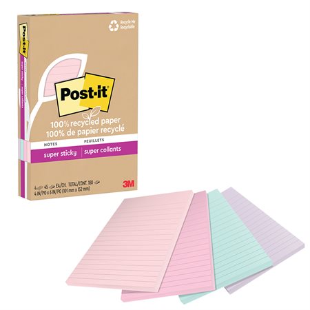 Post-it® Super Sticky Recycled Notes - Wanderlust Pastels